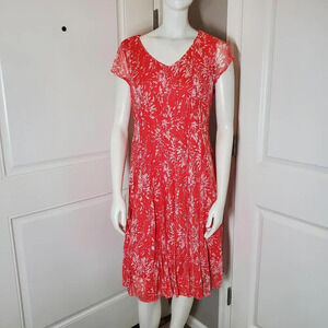 Appleseed’s Petites Coral and White Floral Midi Dress Size PM Petite Medium EUC